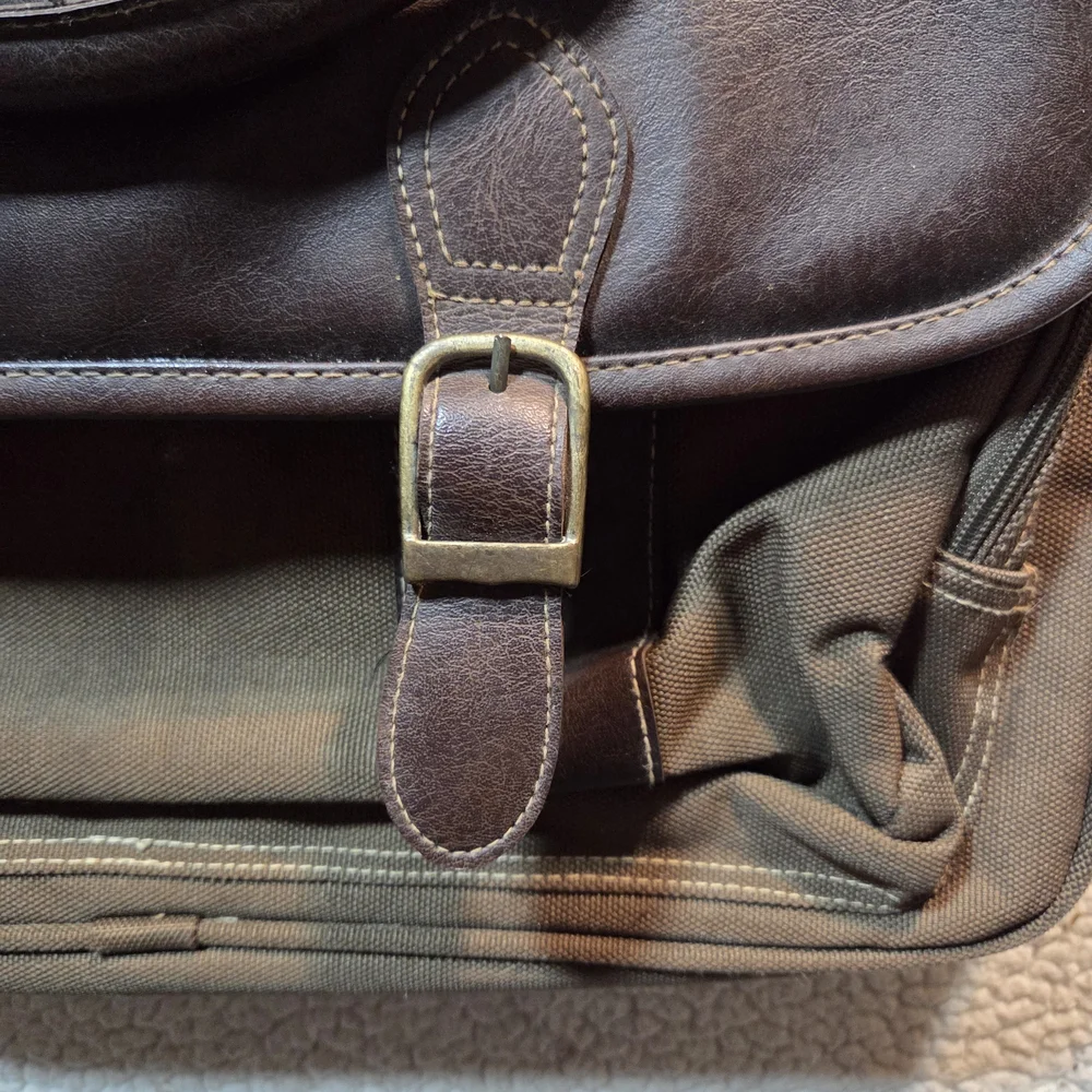 U.S.LUGGAGE BRAND Brown Leather and Canvas LAPTOP BRIEFCASE